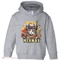 Meowdy Cat Funny Howdy Meme Wild West Cowboy Hat Toddler Hoodie thumb 0