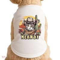 Meowdy Cat Funny Howdy Meme Wild West Cowboy Hat Doggie Tank thumb 0