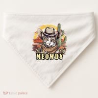 Meowdy Cat Funny Howdy Meme Wild West Cowboy Hat USA-Made Doggie Bandana thumb 0