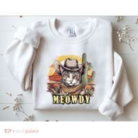 Meowdy Cat Funny Howdy Meme Wild West Cowboy Hat Sweatshirt thumb 2