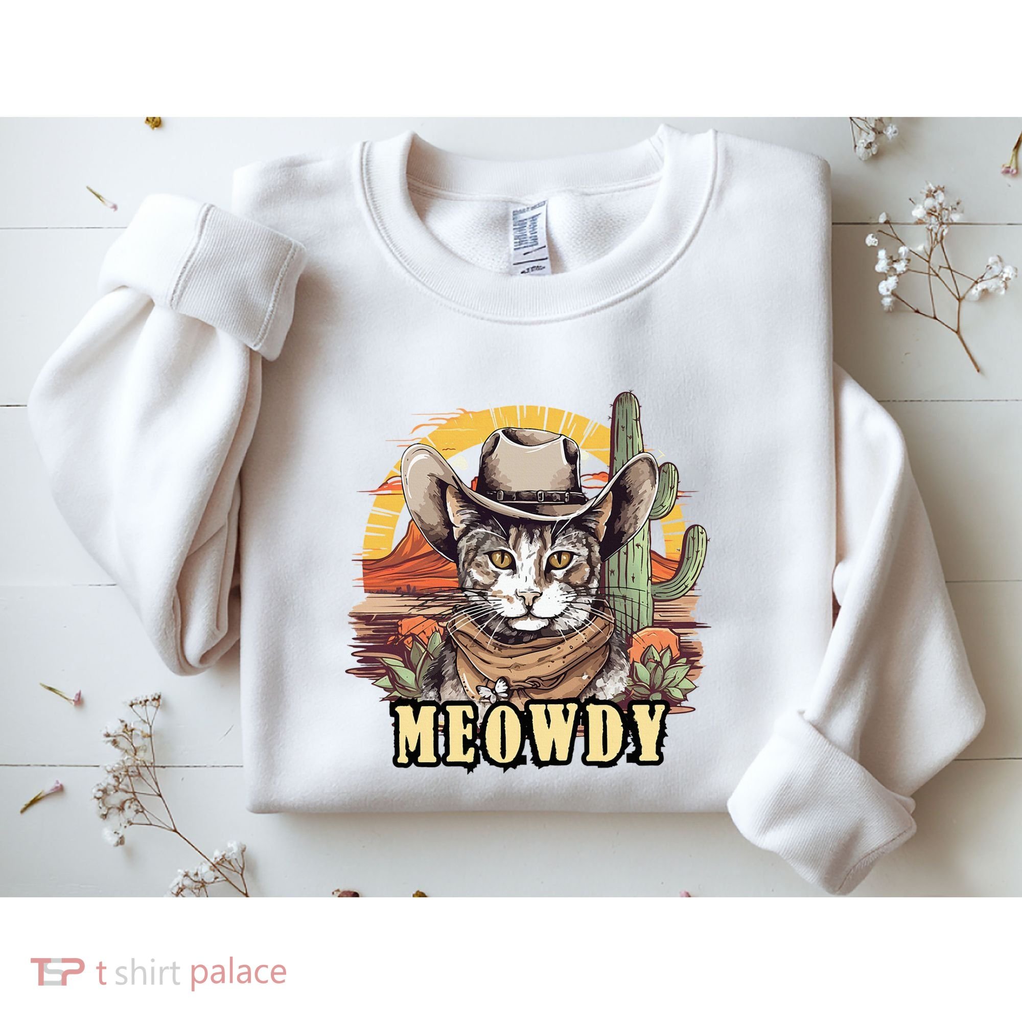 Meowdy Cat Funny Howdy Meme Wild West Cowboy Hat Sweatshirt