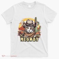 Meowdy Cat Funny Howdy Meme Wild West Cowboy Hat T-Shirt thumb 0