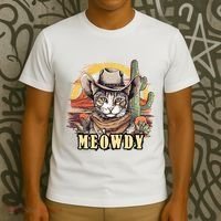 Meowdy Cat Funny Howdy Meme Wild West Cowboy Hat T-Shirt thumb 3