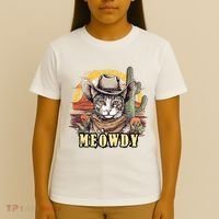 Meowdy Cat Funny Howdy Meme Wild West Cowboy Hat T-Shirt thumb 4