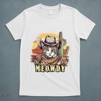 Meowdy Cat Funny Howdy Meme Wild West Cowboy Hat T-Shirt thumb 5