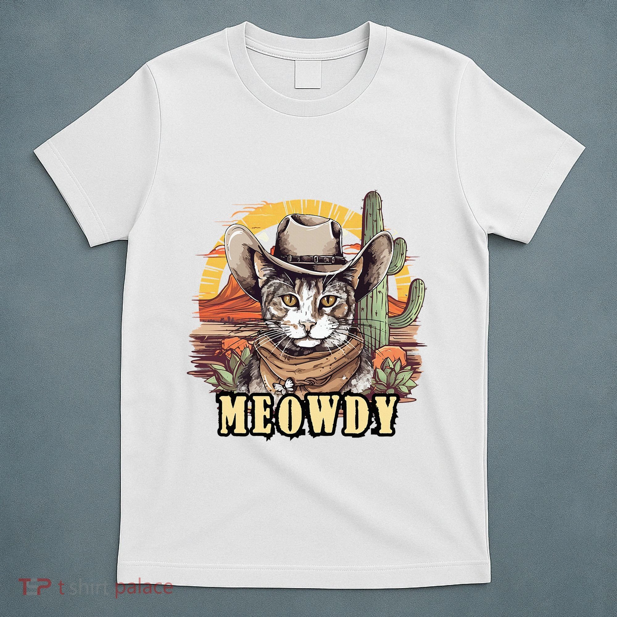 Meowdy Cat Funny Howdy Meme Wild West Cowboy Hat T-Shirt