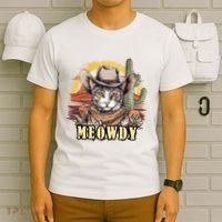 Meowdy Cat Funny Howdy Meme Wild West Cowboy Hat T-Shirt thumb 6