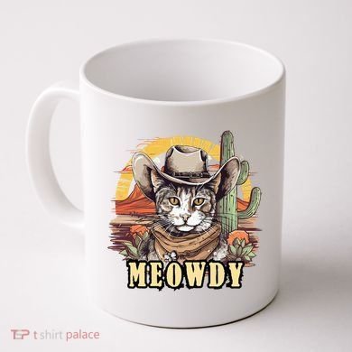 Meowdy Cat Funny Howdy Meme Wild West Cowboy Hat Coffee Mug