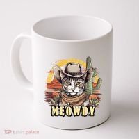 Meowdy Cat Funny Howdy Meme Wild West Cowboy Hat Coffee Mug thumb 0