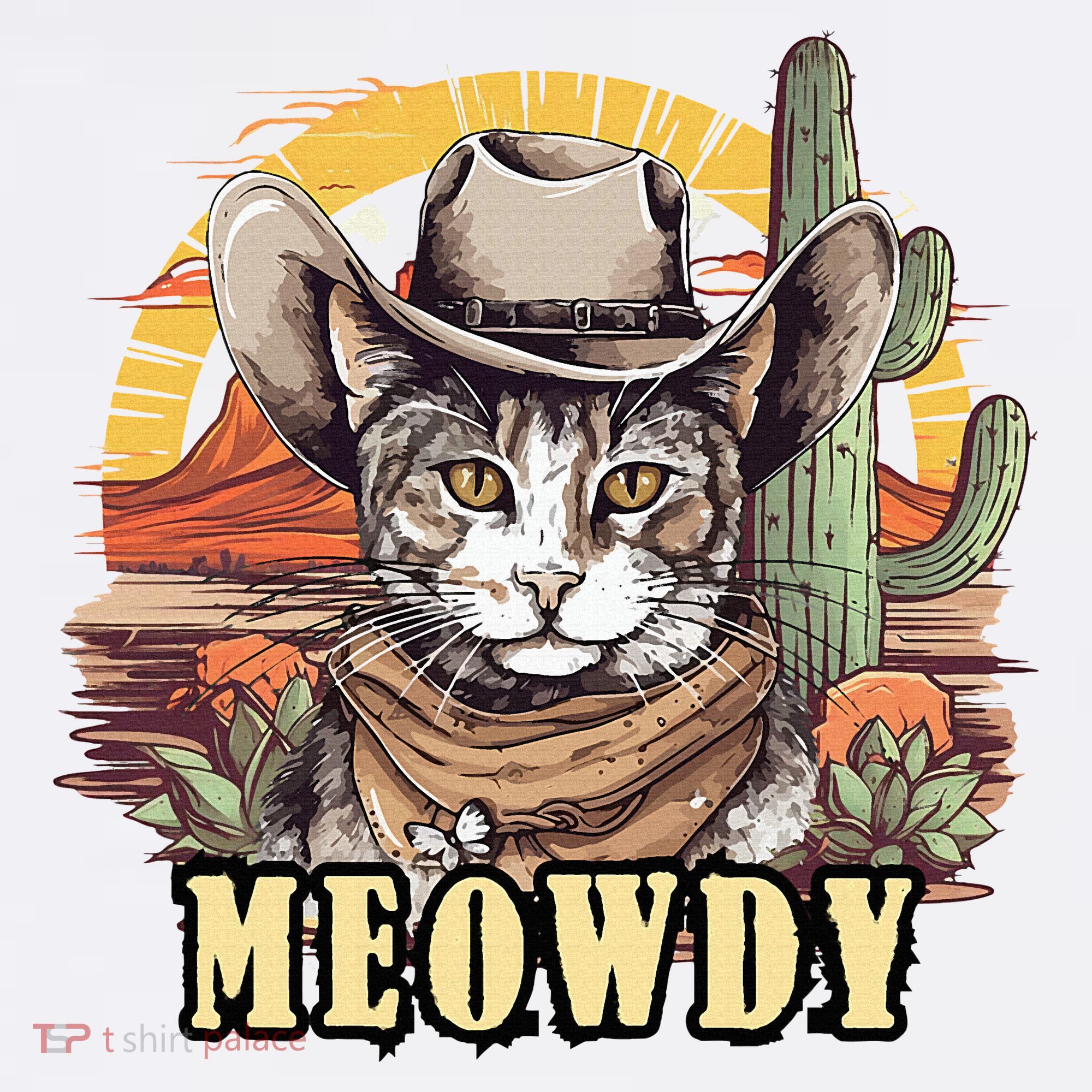 Meowdy Cat Funny Howdy Meme Wild West Cowboy Hat Women's Hoodie