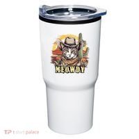 Meowdy Cat Funny Howdy Meme Wild West Cowboy Hat Tumbler thumb 0