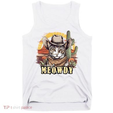 Meowdy Cat Funny Howdy Meme Wild West Cowboy Hat Tank Top