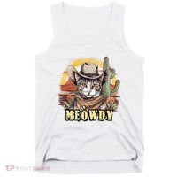 Meowdy Cat Funny Howdy Meme Wild West Cowboy Hat Tank Top thumb 0