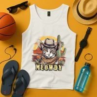 Meowdy Cat Funny Howdy Meme Wild West Cowboy Hat Tank Top thumb 4
