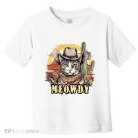 Meowdy Cat Funny Howdy Meme Wild West Cowboy Hat Toddler T-Shirt thumb 0