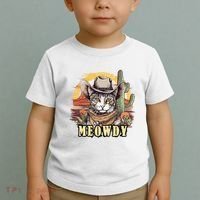 Meowdy Cat Funny Howdy Meme Wild West Cowboy Hat Toddler T-Shirt thumb 2