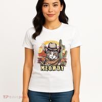 Meowdy Cat Funny Howdy Meme Wild West Cowboy Hat Women's T-Shirt thumb 4
