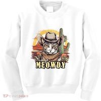 Meowdy Cat Funny Howdy Meme Wild West Cowboy Hat Kids Sweatshirt thumb 0