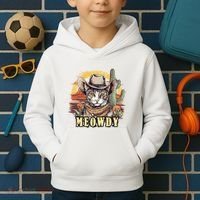 Meowdy Cat Funny Howdy Meme Wild West Cowboy Hat Kids Hoodie thumb 2