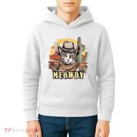 Meowdy Cat Funny Howdy Meme Wild West Cowboy Hat Kids Hoodie thumb 4