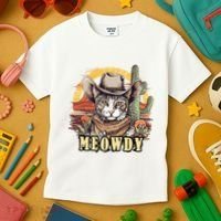 Meowdy Cat Funny Howdy Meme Wild West Cowboy Hat Kids T-Shirt thumb 3