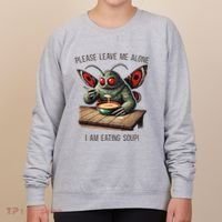 Mothman Cryptozoology Funny Cryptid Mothman Eating Soup Women's Sweatshirt thumb 0