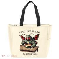 Mothman Cryptozoology Funny Cryptid Mothman Eating Soup Tote Bag thumb 0