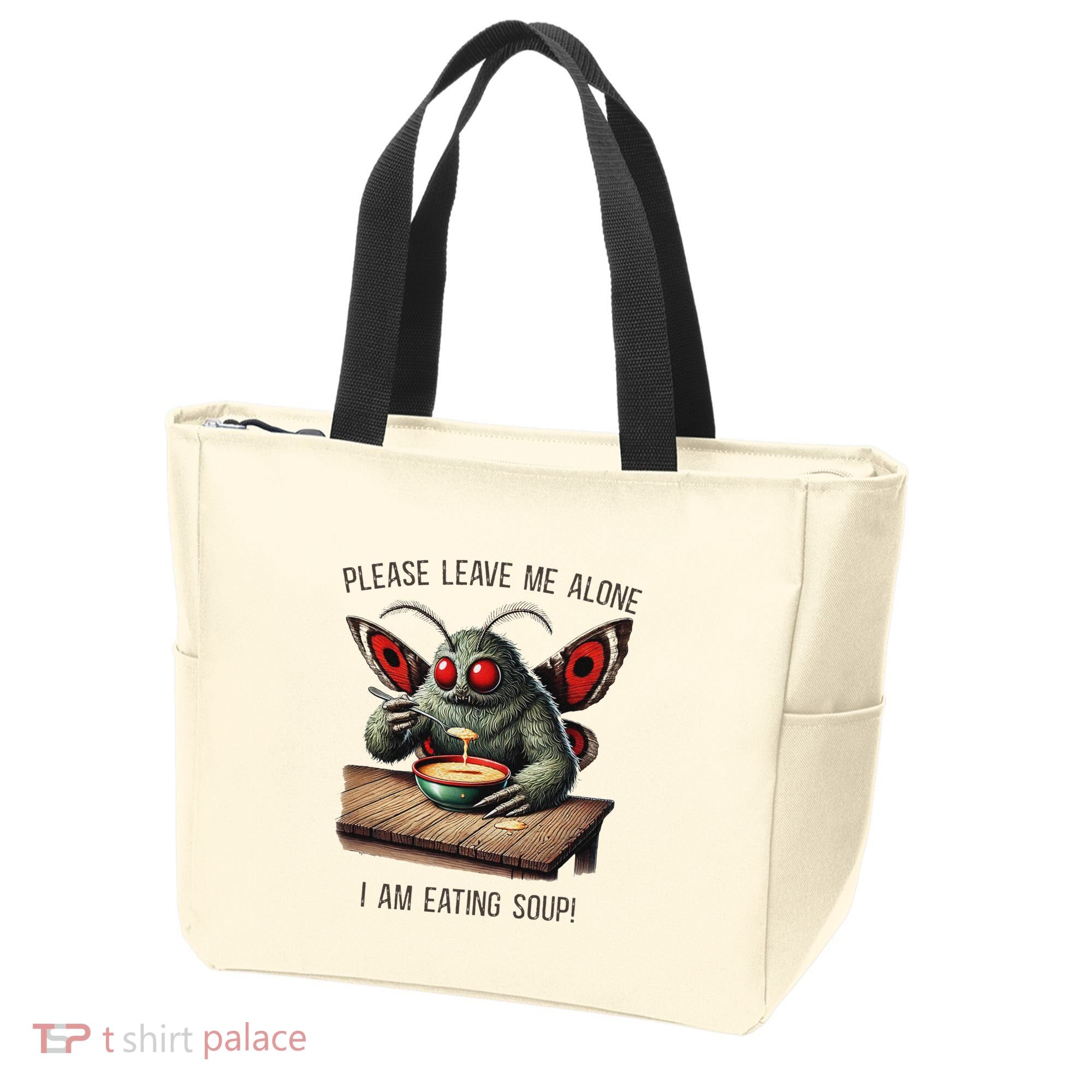 Mothman Cryptozoology Funny Cryptid Mothman Eating Soup Tote Bag