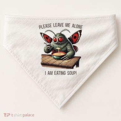 Mothman Cryptozoology Funny Cryptid Mothman Eating Soup USA-Made Doggie Bandana