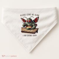 Mothman Cryptozoology Funny Cryptid Mothman Eating Soup USA-Made Doggie Bandana thumb 0