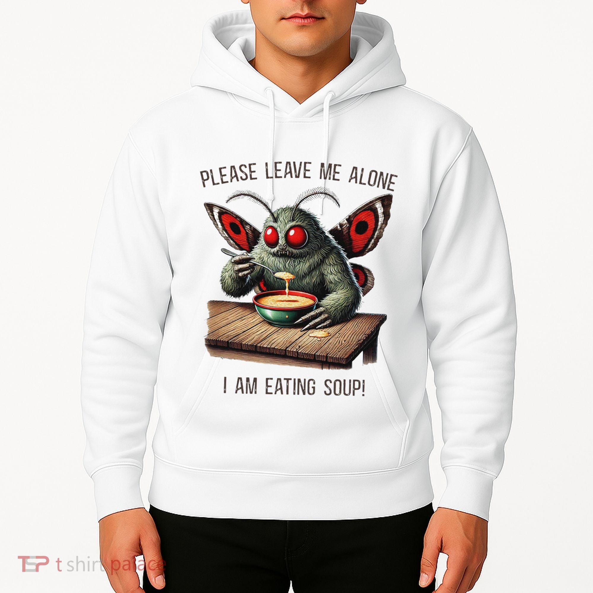 Mothman Cryptozoology Funny Cryptid Mothman Eating Soup Hoodie