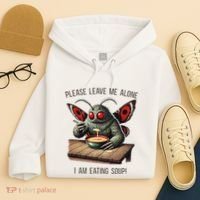 Mothman Cryptozoology Funny Cryptid Mothman Eating Soup Hoodie thumb 4