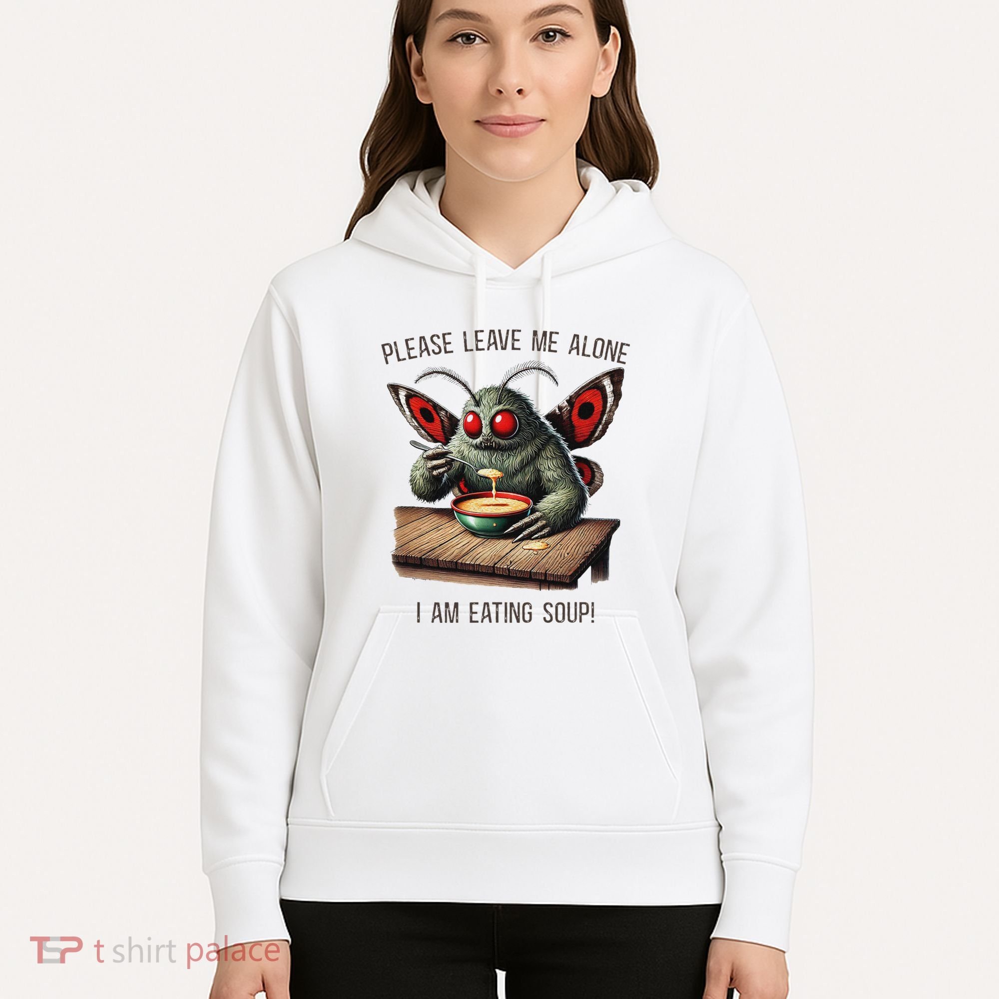 Mothman Cryptozoology Funny Cryptid Mothman Eating Soup Hoodie