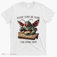 Mothman Cryptozoology Funny Cryptid Mothman Eating Soup T-Shirt thumb 0