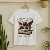 Mothman Cryptozoology Funny Cryptid Mothman Eating Soup T-Shirt thumb 2