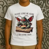 Mothman Cryptozoology Funny Cryptid Mothman Eating Soup T-Shirt thumb 3