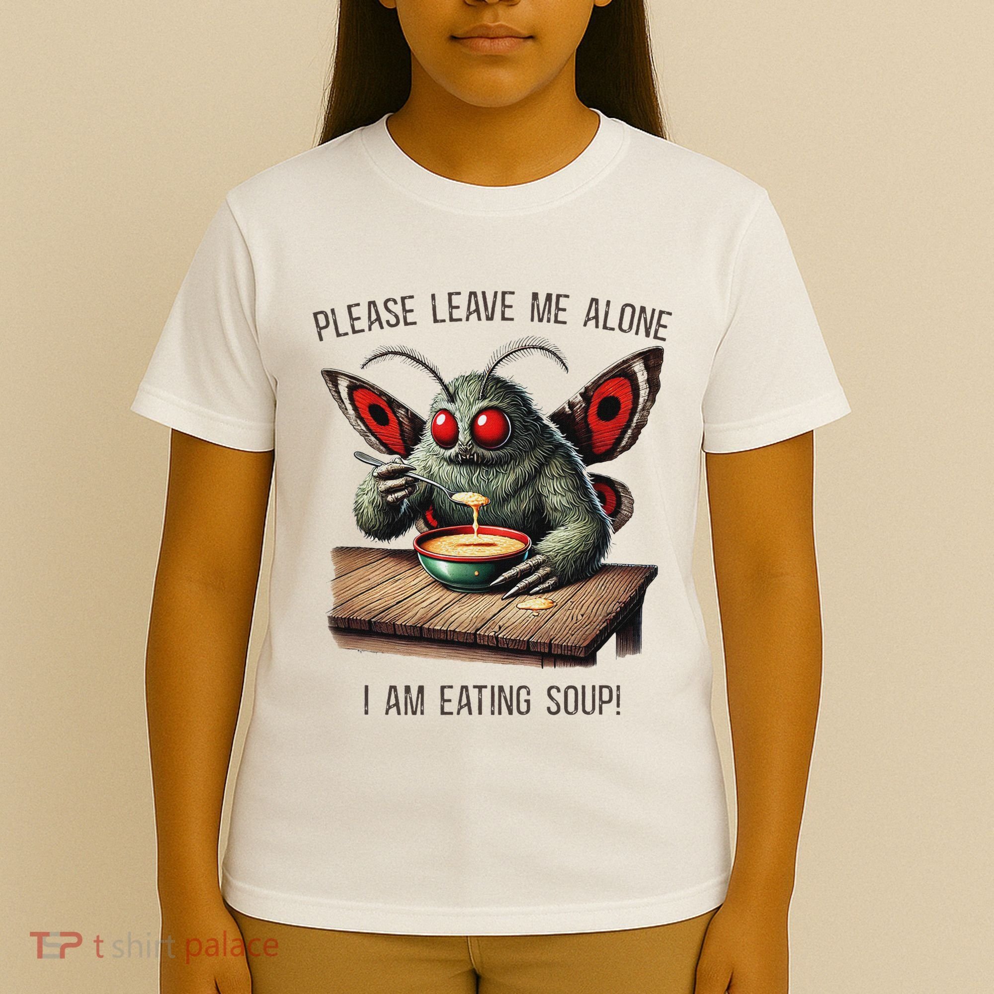 Mothman Cryptozoology Funny Cryptid Mothman Eating Soup T-Shirt