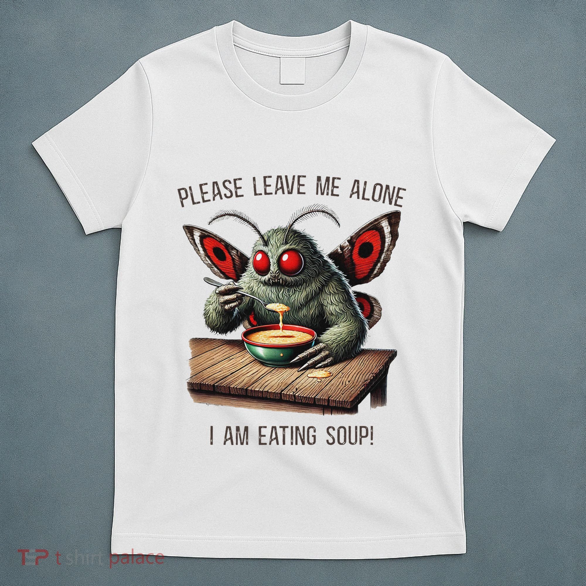 Mothman Cryptozoology Funny Cryptid Mothman Eating Soup T-Shirt