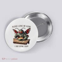 Mothman Cryptozoology Funny Cryptid Mothman Eating Soup Button thumb 0
