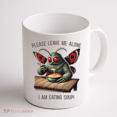 Mothman Cryptozoology Funny Cryptid Mothman Eating Soup Coffee Mug back