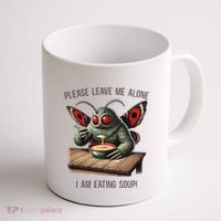 Mothman Cryptozoology Funny Cryptid Mothman Eating Soup Coffee Mug thumb 1