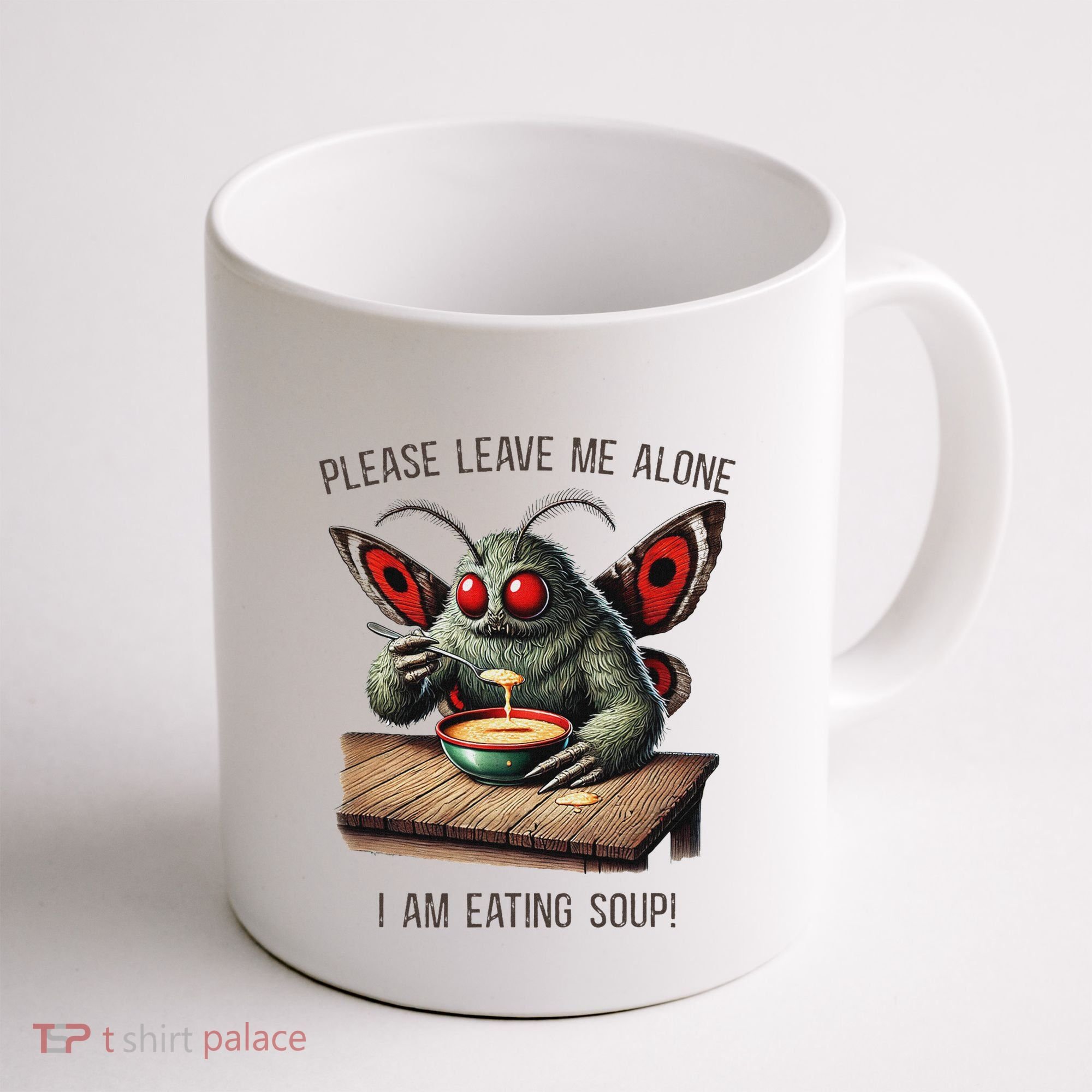 Mothman Cryptozoology Funny Cryptid Mothman Eating Soup Coffee Mug