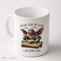 Mothman Cryptozoology Funny Cryptid Mothman Eating Soup Coffee Mug thumb 0