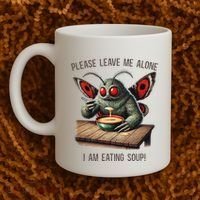 Mothman Cryptozoology Funny Cryptid Mothman Eating Soup Coffee Mug thumb 2