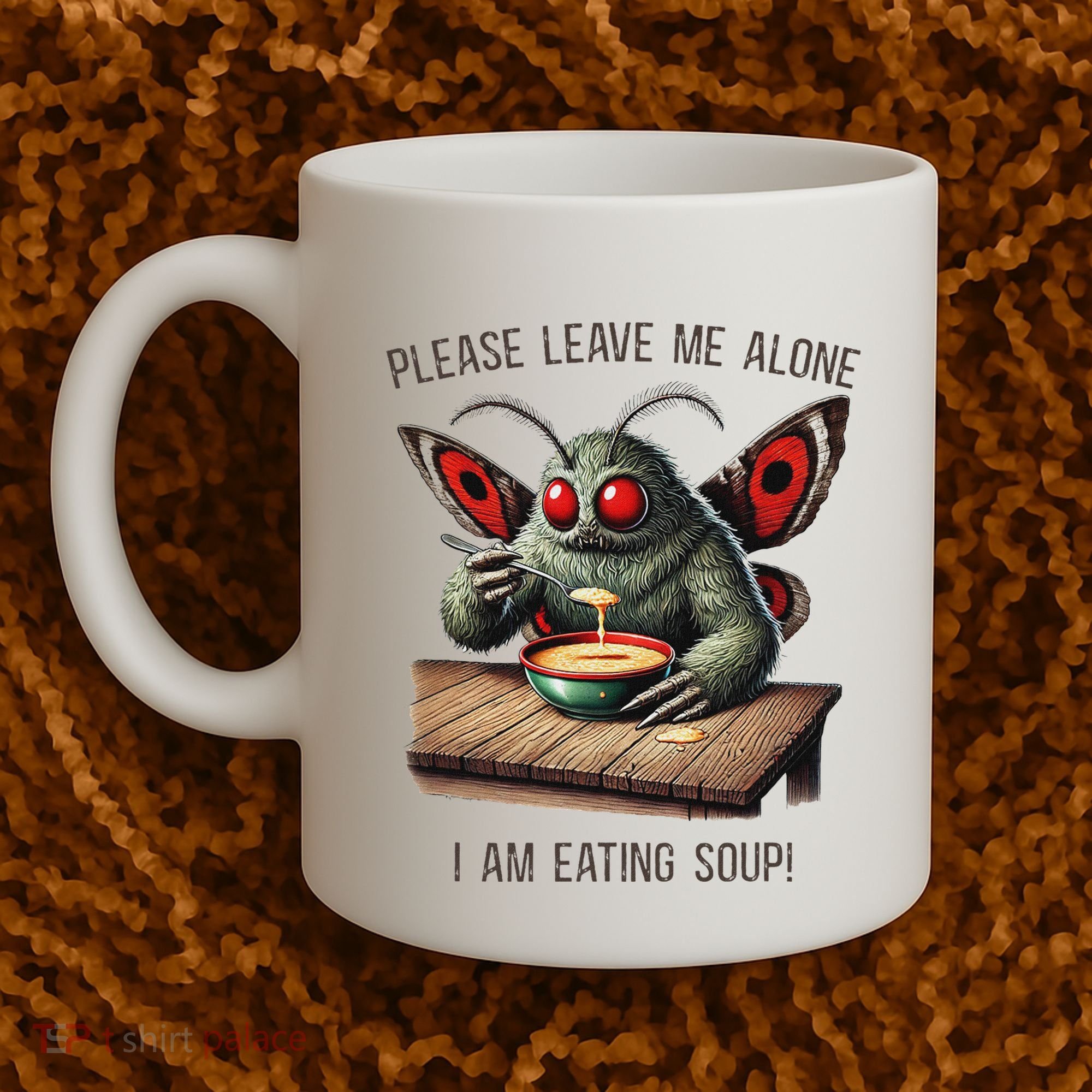 Mothman Cryptozoology Funny Cryptid Mothman Eating Soup Coffee Mug