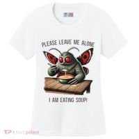Mothman Cryptozoology Funny Cryptid Mothman Eating Soup Women's Cooling Performance Crew T-Shirt thumb 0