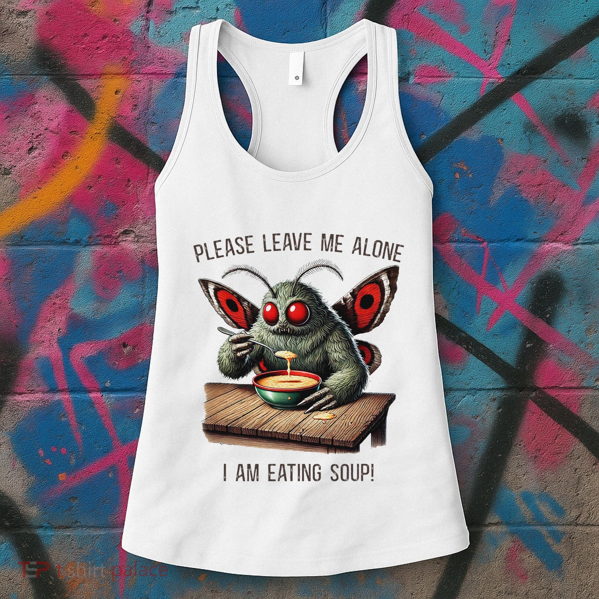 Mothman Cryptozoology Funny Cryptid Mothman Eating Soup Women's Tank Top