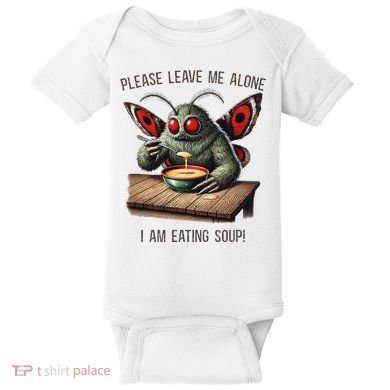 Mothman Cryptozoology Funny Cryptid Mothman Eating Soup Baby Bodysuit