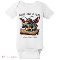 Mothman Cryptozoology Funny Cryptid Mothman Eating Soup Baby Bodysuit thumb 0