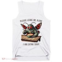 Mothman Cryptozoology Funny Cryptid Mothman Eating Soup Tank Top thumb 0